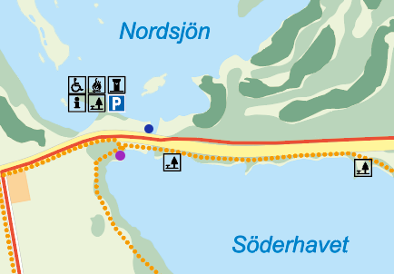 Karta över isättningsplatser för båt i Söderhavet och Nordsjön